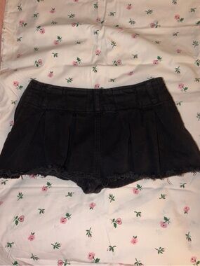 Edikted black denim mini skort